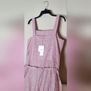 Beach Lunch Lounge Pink White Striped Romper Jumpsuit Womans Size Large